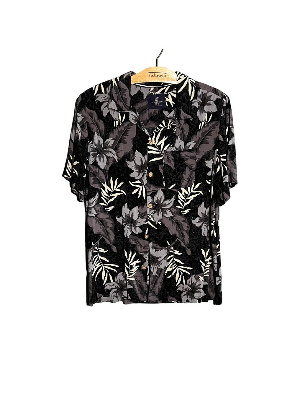 Caribbean Joe Men's Black & Gray Tropical Hawaiian Shirt Island Supply Co.